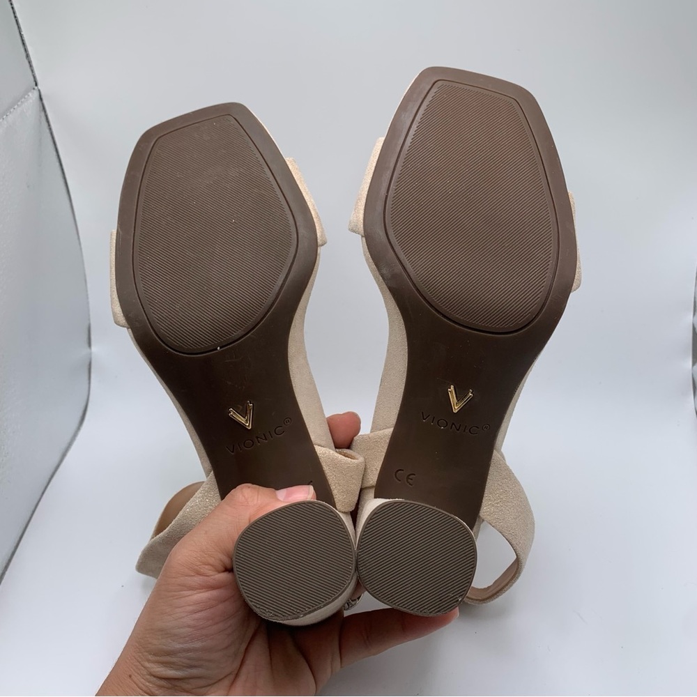 Vionic Zinfandel Women's ankle strap suede gold heel size 6 wedding party 1708 - Picture 9 of 11